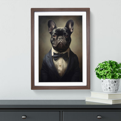 French Bulldog in a Suit Painting - Framed Print