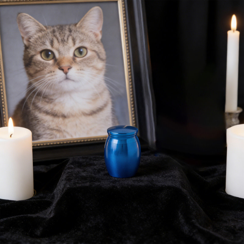 Mini Sealed Pet Cremation Urn, Blue, Blue