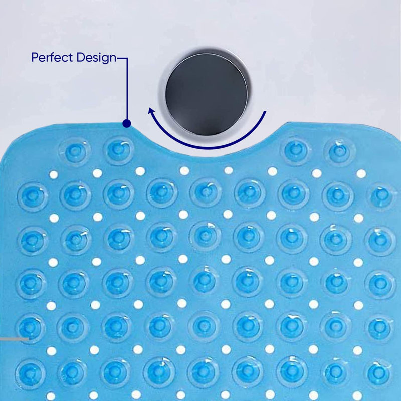 Aspire Homeware Non-Slip Polypropylene Shower Mat with Extra-Thick Suction Cups, Runner (100cm L x 40cm W), Light Blue
