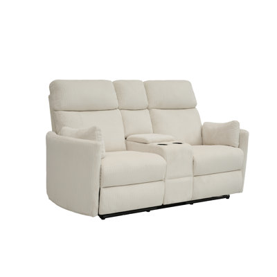 Canapé en velours côtelé Corduroy, canapé 2 places rembourré à deux places avec porte-gobelets intégrés, petite causeuse moderne pour le salon, appartement, chambre à coucher - beige