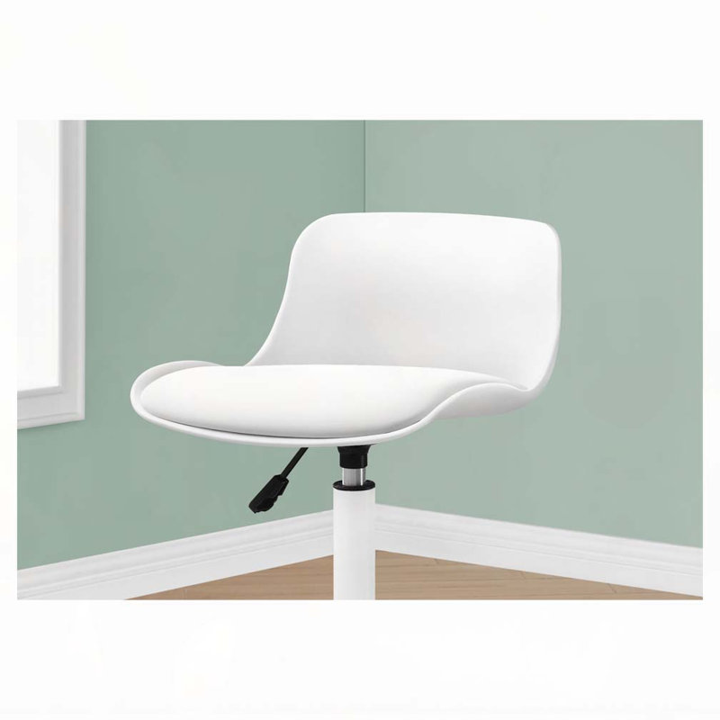 Office Chair,Adjustable Height,Swivel,Ergonomic,Computer Desk,Work,Juvenile,White Leather Look,White Metal,Contemporary,