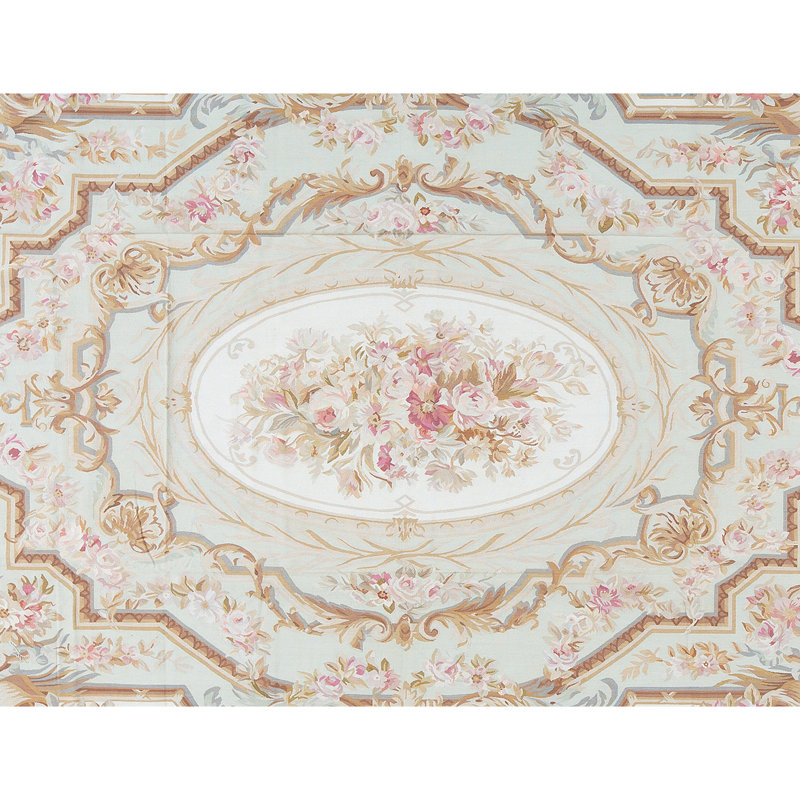 Hand-Knotted High-Quality Green and Beige Area Rug