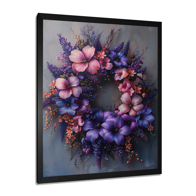 Guirlande de fleurs Regal, H 20 po x l 12 po x P 1 po, Cadre simple noir