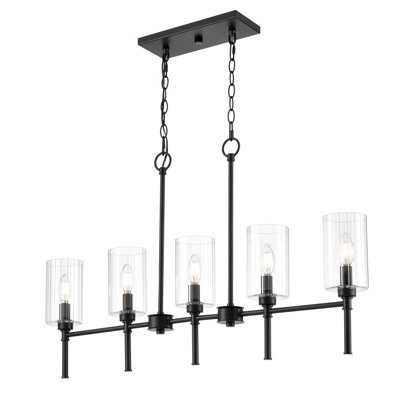 Îlot 5 lumières Lonegan de 36 po de large - noir mat