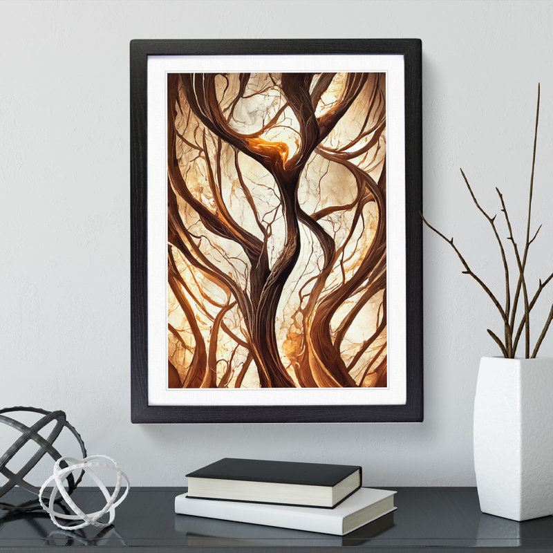 Abstract Autumn Tree No.1 - Single Picture Frame Painting, Black, 46cm H x 34cm W x 2cm D