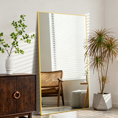 Extra Large Metal Framed Mirror, Floor Standing Full Length Mirror for Bedroom, Living Room or Home Gym