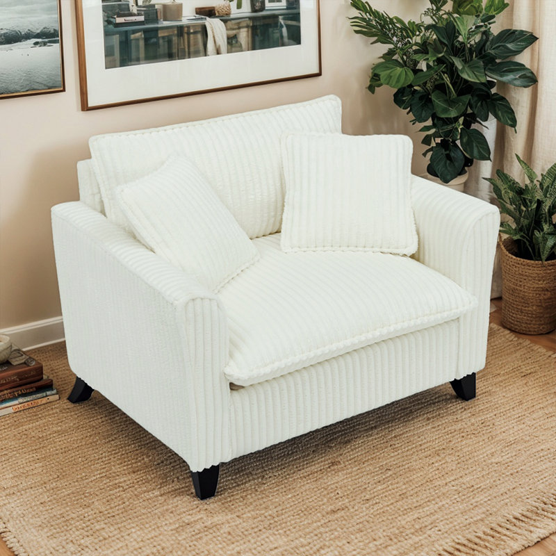 Lazy Sofa Chair - Canapé confortable pour une personne avec dossier et accoudoirs, Beige 