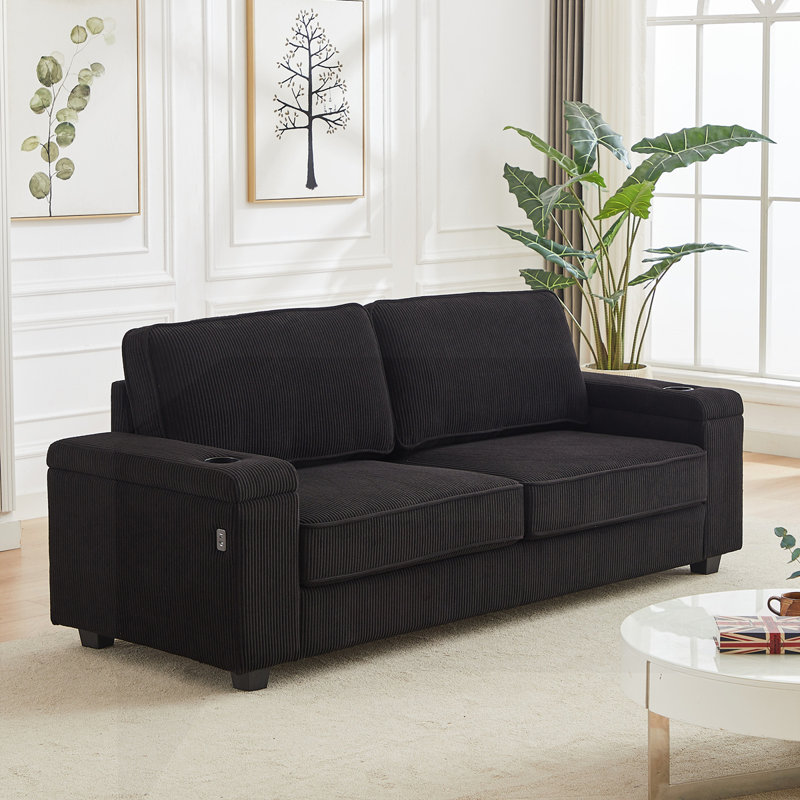 Canapé à assise profonde 86,5 po, Noir
