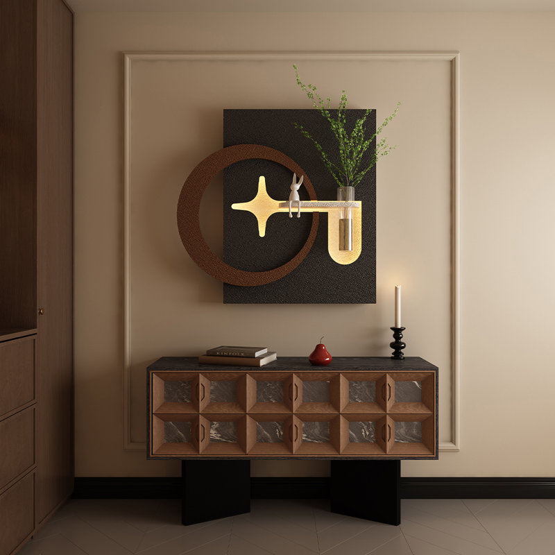 35,43 po, peinture de décoration végétale noire de style rétro, H 35,43 po x l 33,46 po x P 2,36 po, Noir