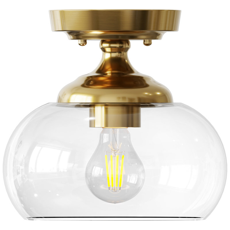 Plafonnier semi-encastré avec abat-jour en verre, Or