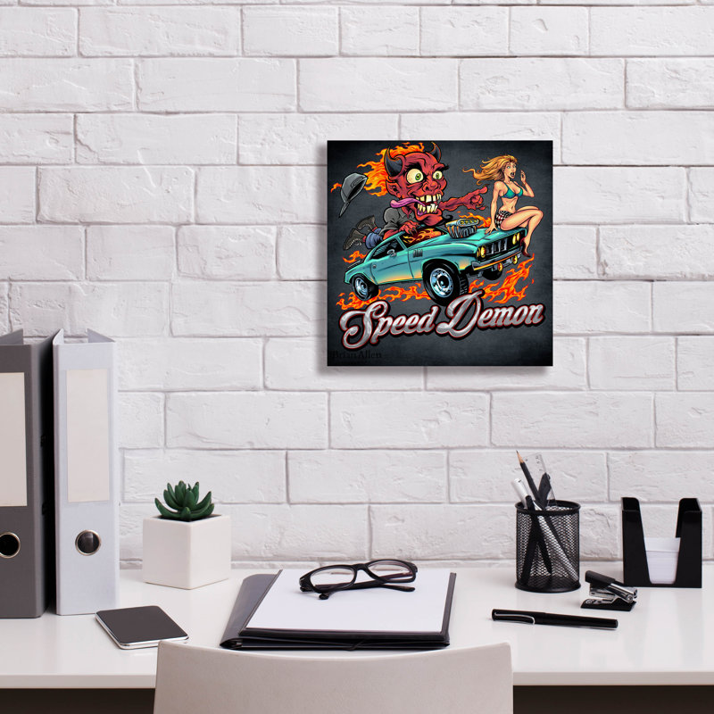 Reproduction sur toile Arjan Speed Demon Flamboyant Hot Rod sur toile, H 12 po x l 12 po x P 0,75 po