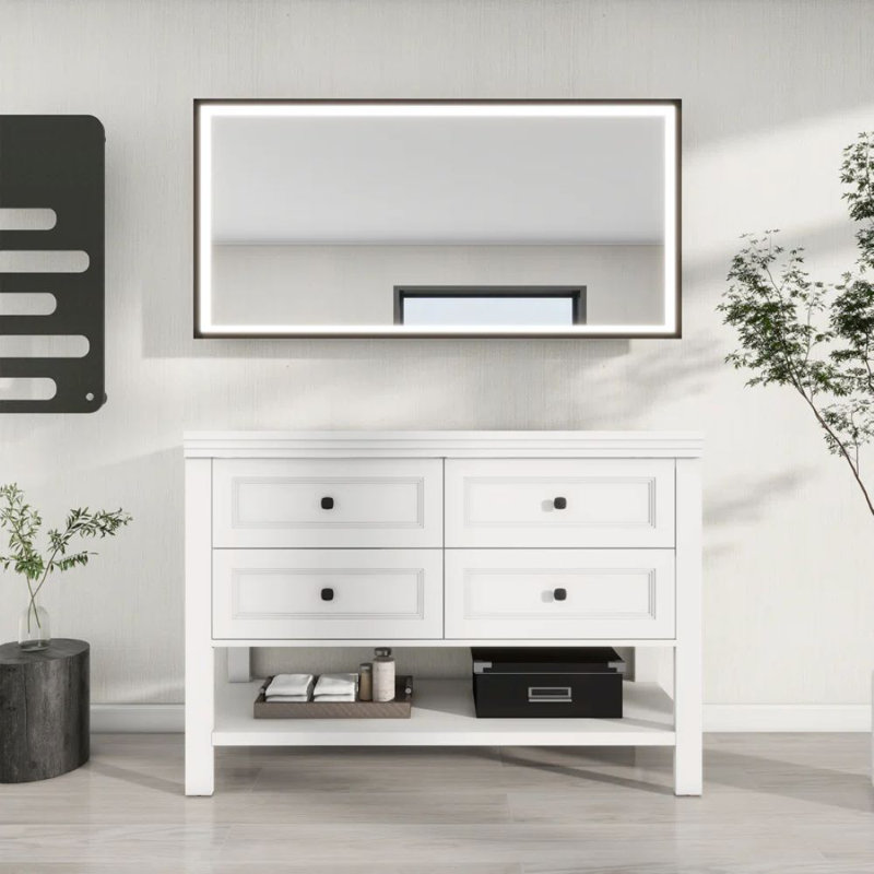 Base de meuble-lavabo double 48 po seulement, lavabo non inclus, Blanc