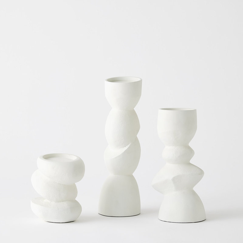 Pradier Candle Holder-White-Lg