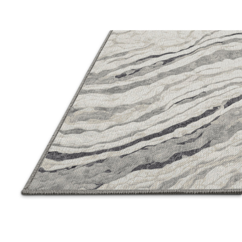Machine Washable Gray Area Rug, Square 8'