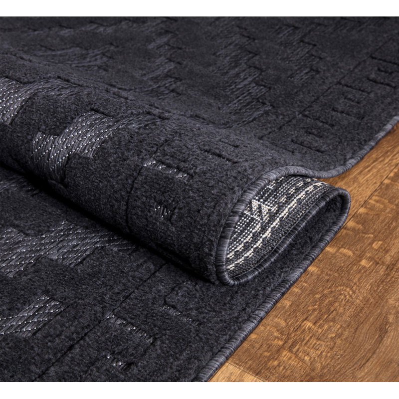 Avon Rug Anthracite Large Area Rug, Non Slip Hallway Runner, Soft Carpet Door Mat for Living Room, Bedroom & Kitchen
