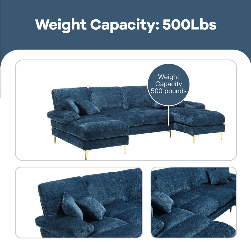 Canapé modulaire 4 pièces Aadrian, Chenille bleu