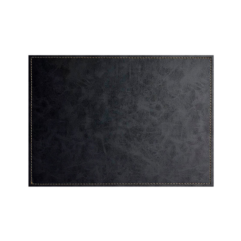 Ensemble de 4 napperons en cuir luxueux noir vegan, Noir