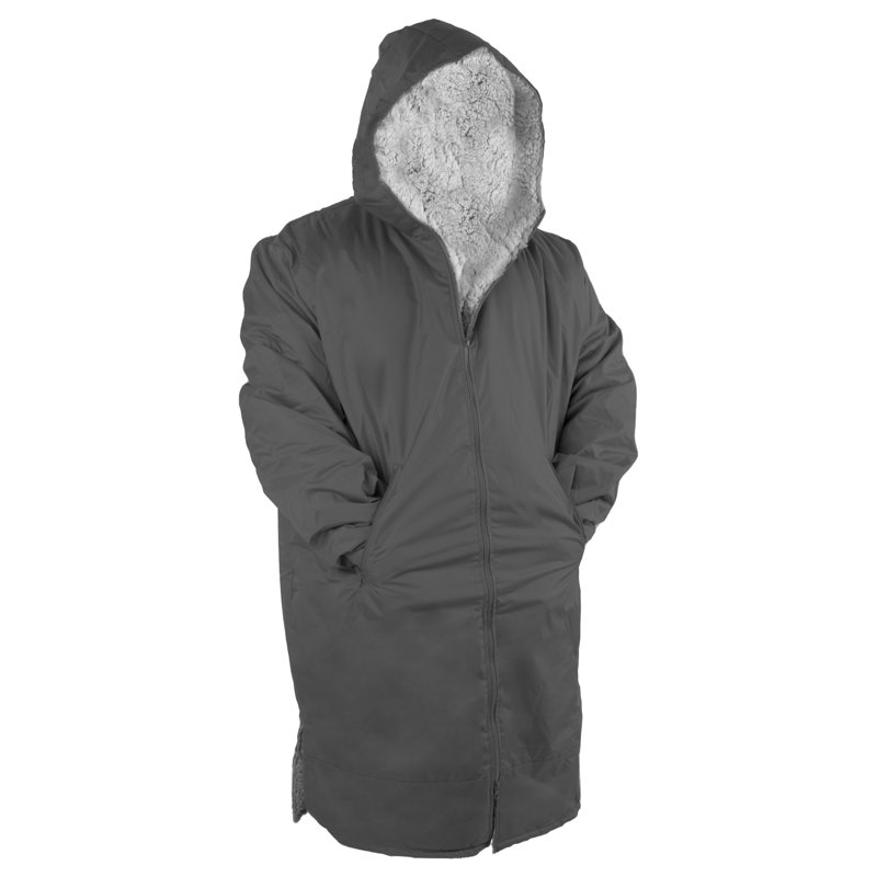 Branksome Fleece Bathrobe with Pockets and Hood, Charcoal