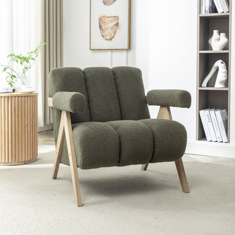 Bula Upholstered Armchair, Green Polyester, 1