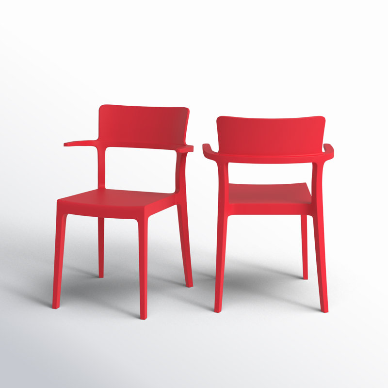 Fauteuil de salle à manger empilable Jeffrey, rouge