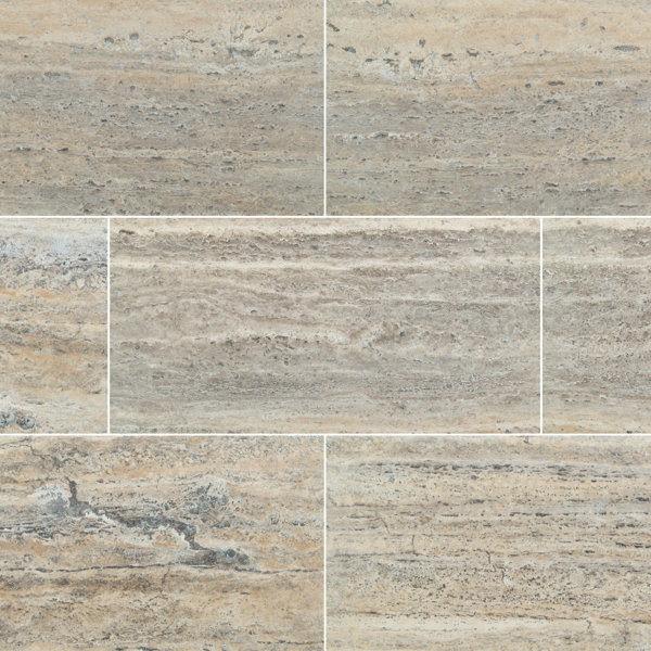 Argento Way 12 in. x 24 in. Honed Travertine Stone Look Floor and Wall