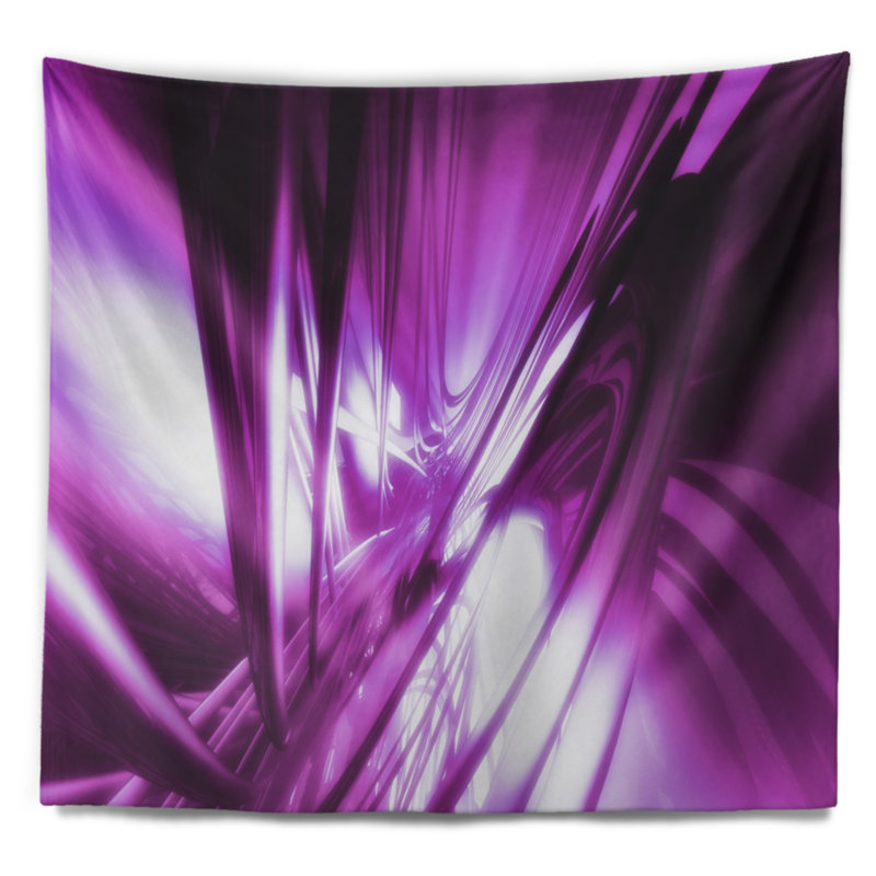 Tapisserie fractale mauve avec art abstrait 3D, H 32 po x l 39 po
