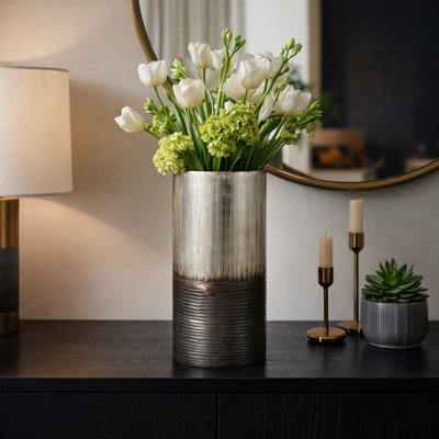 Vase de table cylindrique deux tons