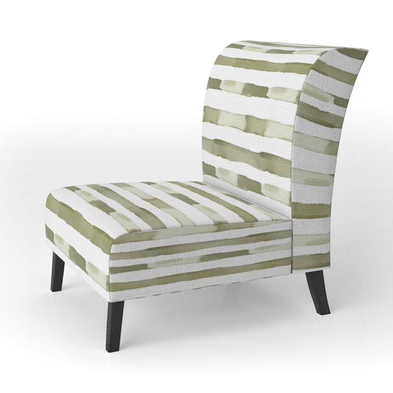 Fauteuil de chambre rayé vert et blanc, Pantoufle sans accoudoirs