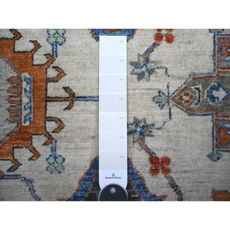Tapis gris en laine noué à la main de conception géométrique 8 pi x 9 pi 8 po 7D41265BB0FB41428D0C875AE9C31CB3