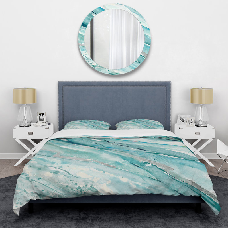 Silver Springs I Blue Green - Nautical & Coastal Duvet Cover Set - Microfiber Polyester, Twin Duvet Cover + 1 Sham