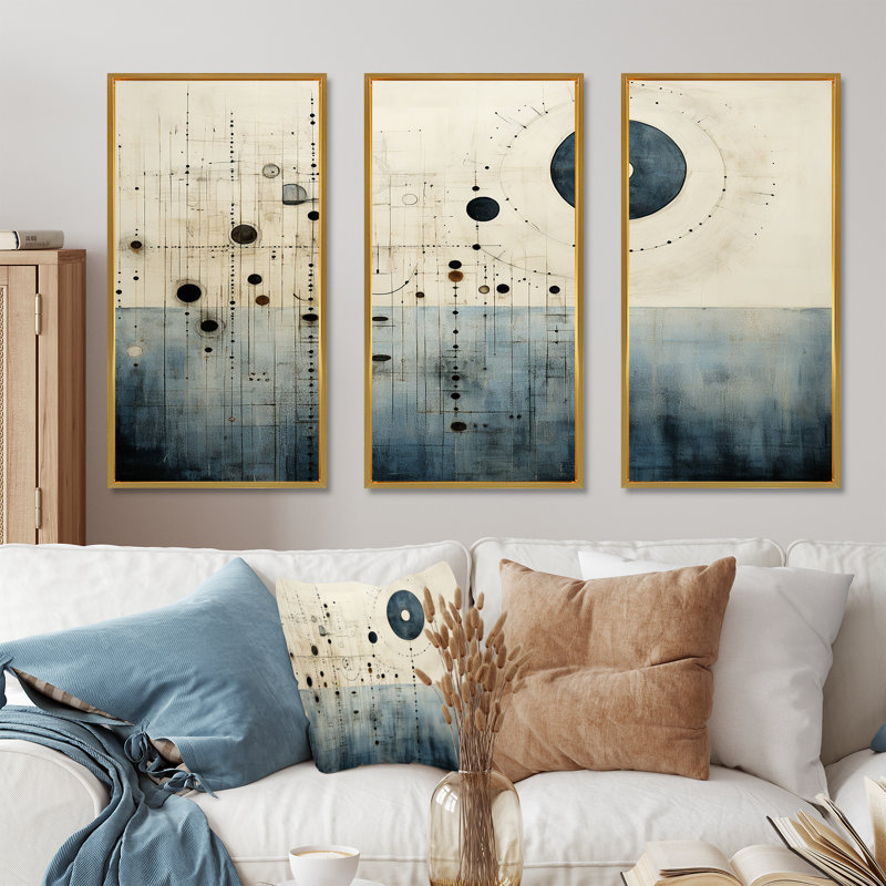 «Folk Religion Cosmic Ocean», ensemble d'art sur toile, Cadre flottant doré, H 32 po x l 48 po x P 1 po