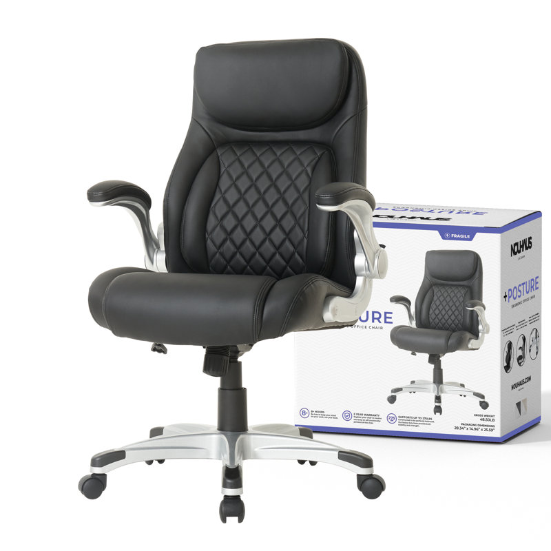 Flat Black Faux Leather Ergonomic Executive Office Chair