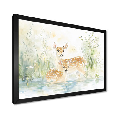 Cerf au bord de la rivière I - art mural cerf