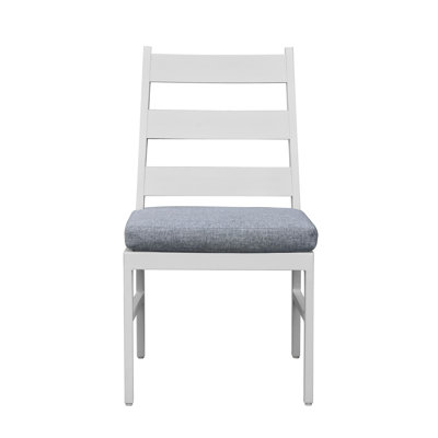 Peryman Outdoor Aluminum Ladder Back Dining Chair, Buff