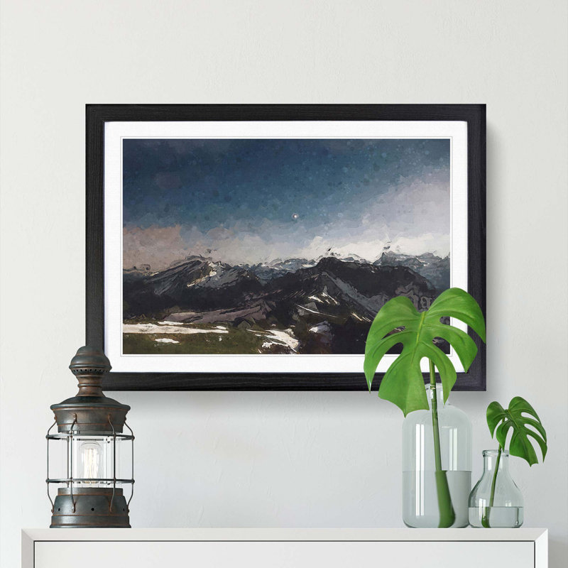 Stars Above the Mountains - Picture Frame Graphic Art Print, 48cm H x 65cm W x 2cm D, Black Framed