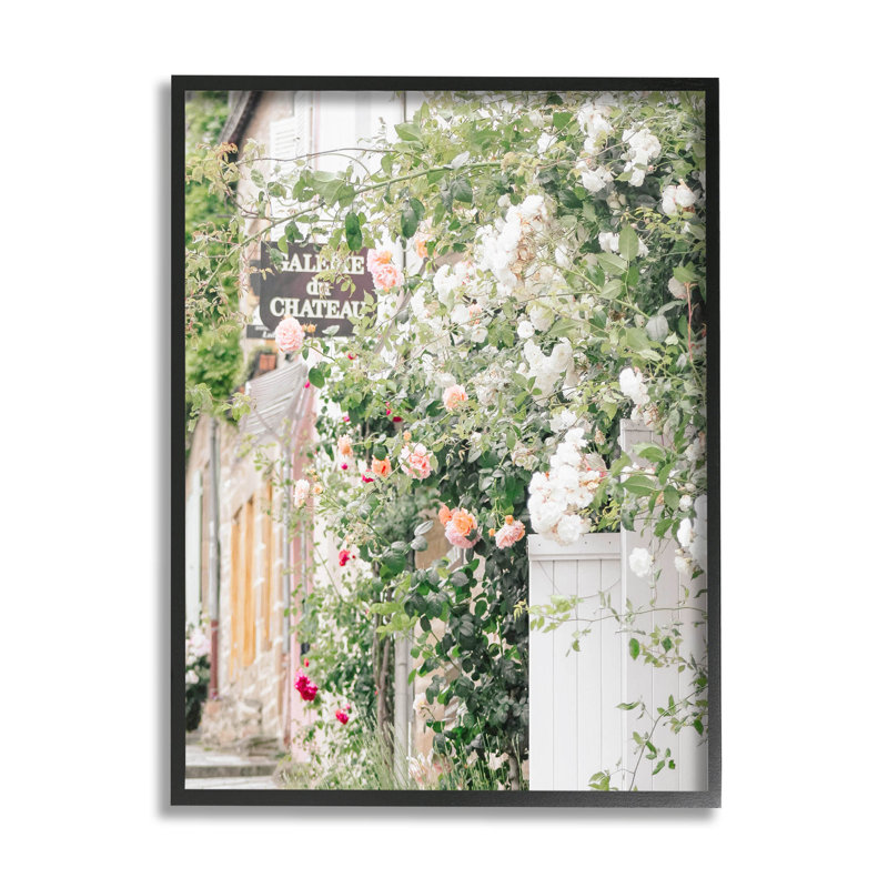 Roses en fleur, quartier français, estampe numérique par Leah Straatsma, Giclée encadrée noir minuit