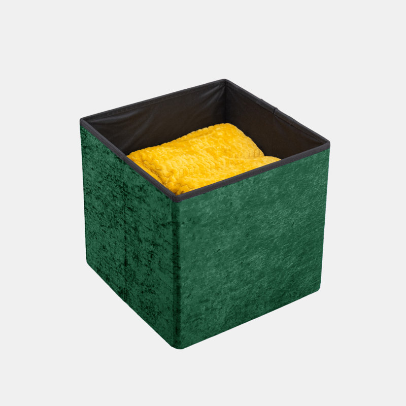 38 CRUSHED EMERALD STORAGE BOX, 38cm H x 40cm W x 6cm D