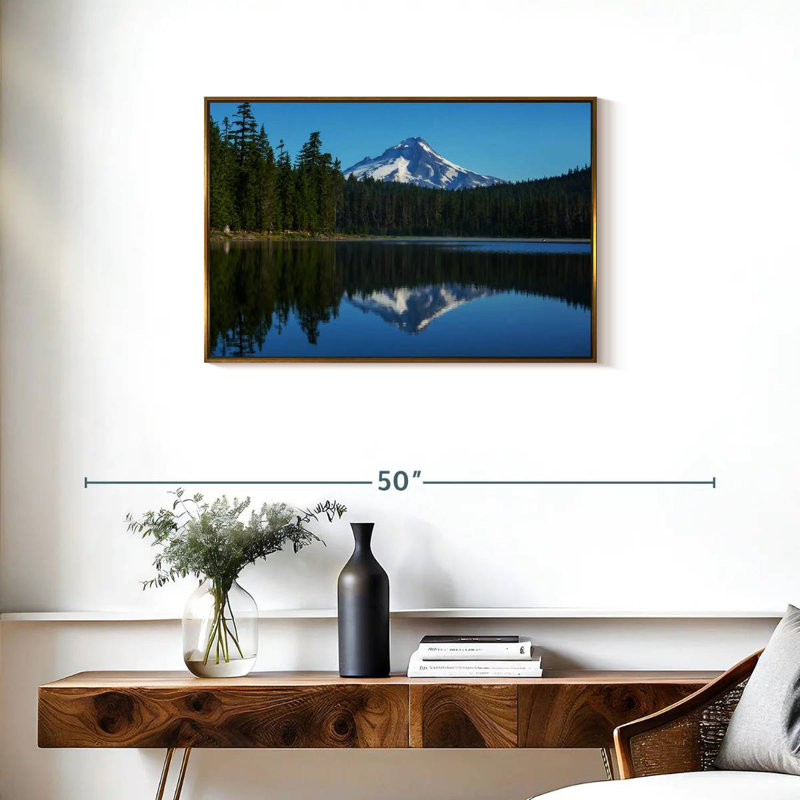 Mount Hood Reflection, Floating Frame Gold, 46" X 31"