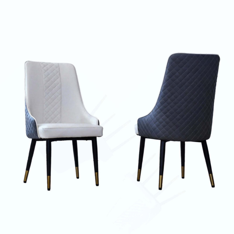 Chaises de salle à manger modernes en cuir PU - Chaises de cuisine ergonomiques à haut dossier avec pieds en acier au carbone, imperméables et faciles à nettoyer, pour le salon, le restaurant, le bureau (ensemble de 2)
