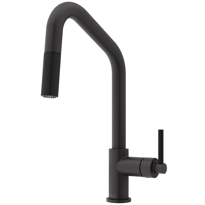 Utopia 15" H 1-handle Pull-Down 2-Function Sprayer Kitchen Faucet, Matte Black