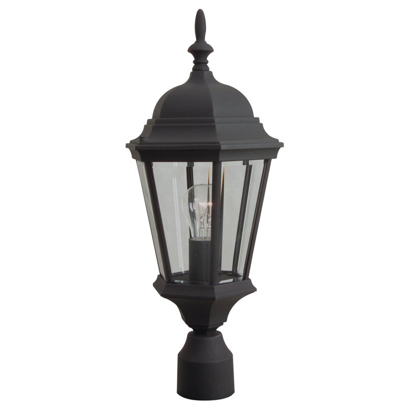 Tête de lanterne d'extérieur droite en verre 1 lumière, Noir mat