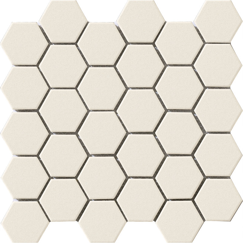 Carreau de mosaïque de mur et de sol en porcelaine 2 "x 2" Urban, Hexagone blanc cassé