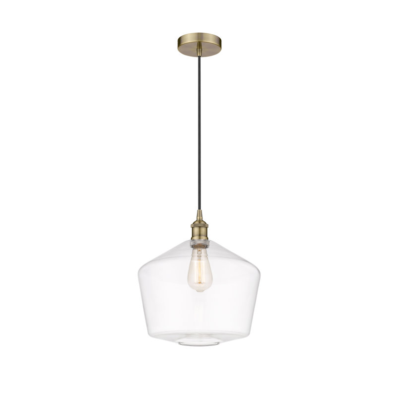 Luminaire suspendu 1 lumière Gabbie, Laiton antique, Transparent