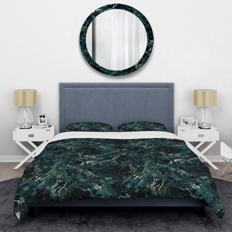 Cyber Camo Nexus - Ensemble de housse de couette abstrait - Microfibre de polyester