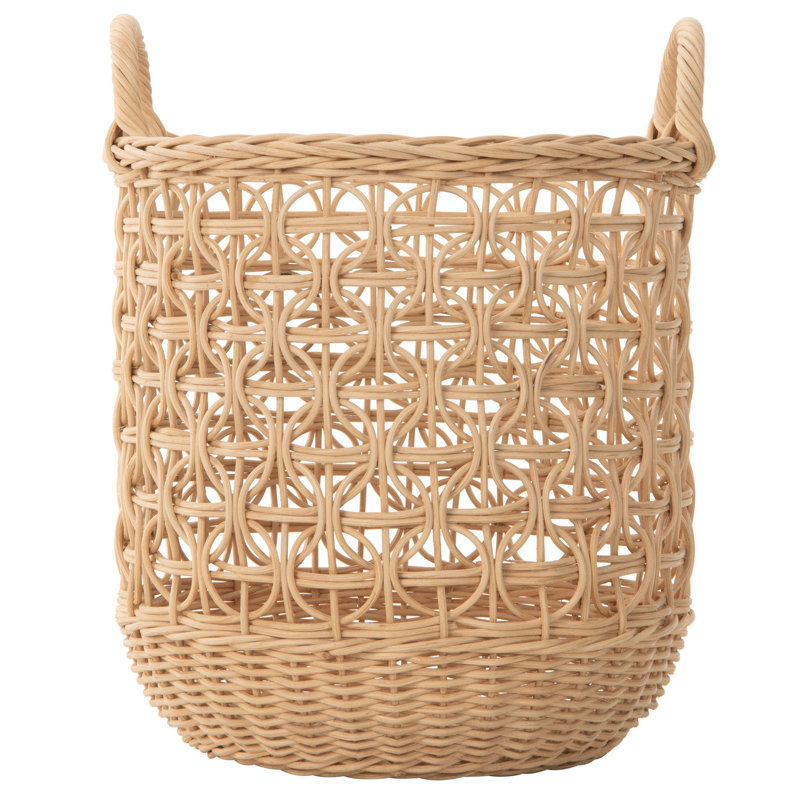 Rattan Laundry Basket, 18" H x 14.5" W x 14.5" D