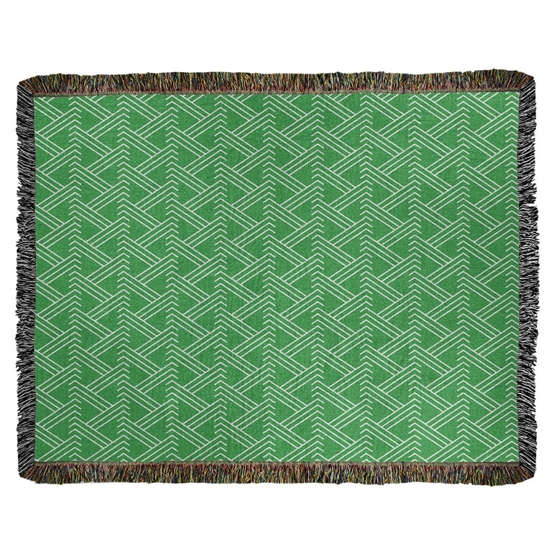 Couverture en coton tissé zigzag classique, Vert, L 37 po x L 52 po