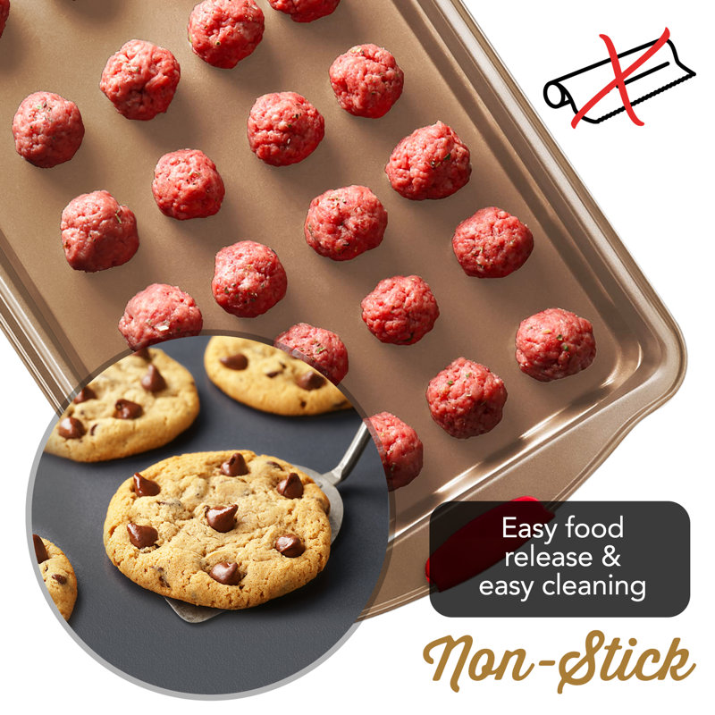 Brown Nonstick Carbon Steel Bakeware Set with Silicone Handles, 6-Piece