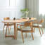 Table de salle à manger brune en bois massif ovale-374670036