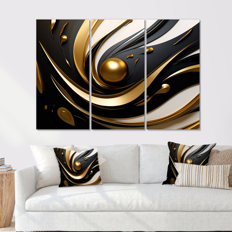 Ensemble de reproductions d'art abstrait abstrait, H 28 po x l 36 po x P 1 po, Toile tendue