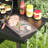 30" Charcoal BBQ Grill with Liftable Trays and 2 Foldable Side Tables